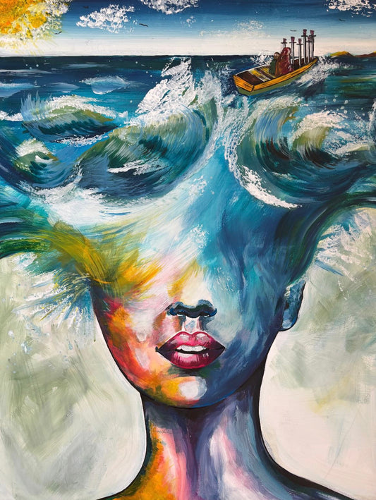 Original Painting- 6 OF SWORDS